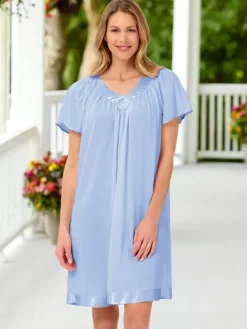 Ella Simone Touch of Satin Nylon Tricot Short Nightgown