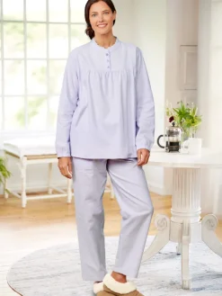 Ella Simone Victorian Ruffle Cotton Flannel Pajama Set
