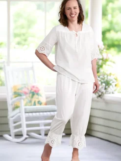 Ella Simone White Eyelet Cotton Lawn Pajamas
