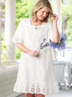 Ella Simone White Eyelet Cotton Lawn Nightgown