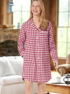 Ella SimoneĀ® Women's Gingham Flannel Nightshirt