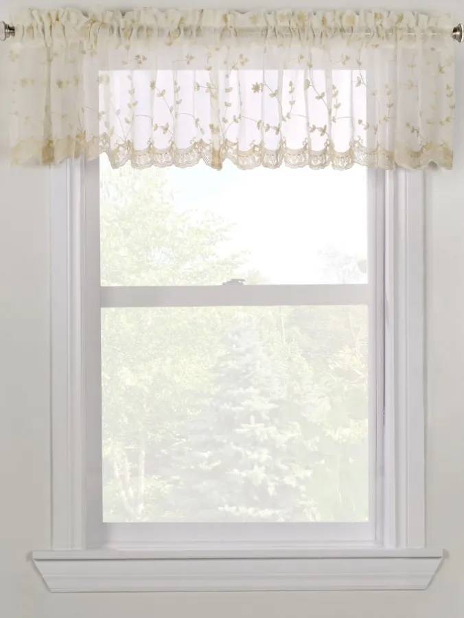 Embroidered Scalloped Rod Pocket Valance