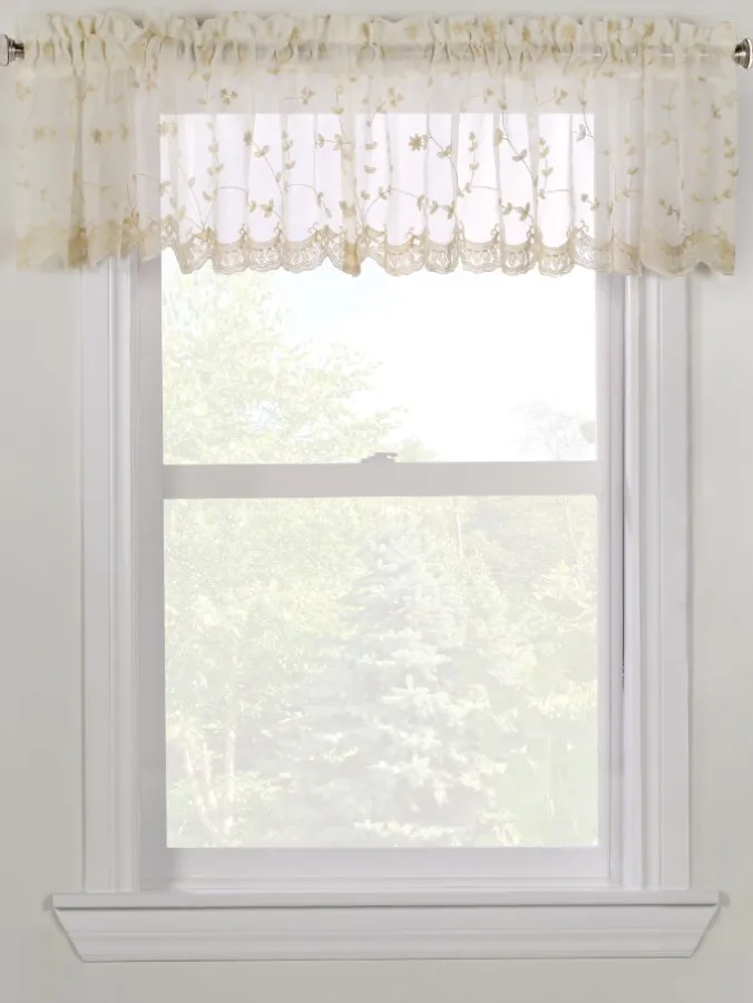 Embroidered Scalloped Rod Pocket Valance