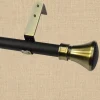 Empire Black/Gold Adjustable Curtain Rod With Flare Finial, 1 Inch