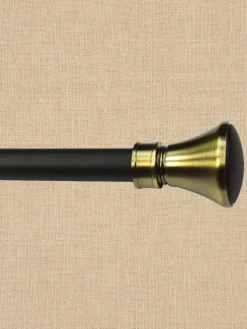 Empire Black/Gold Adjustable Curtain Rod With Flare Finial, 1 Inch