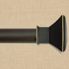 Empire Black/Gold Adjustable Curtain Rod With Quad Finial, 1 Inch
