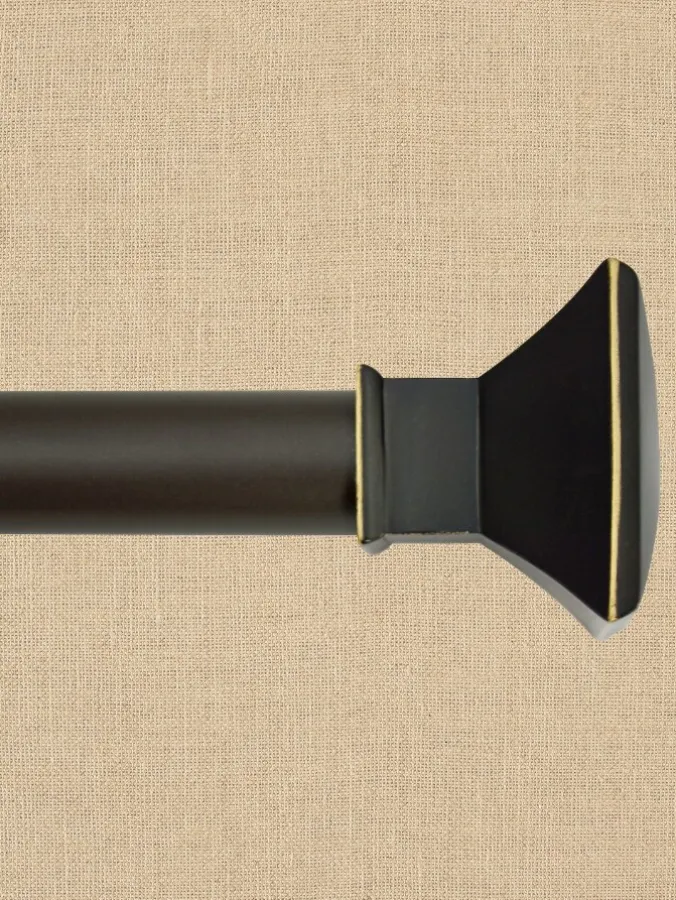 Empire Black/Gold Adjustable Curtain Rod With Quad Finial, 1 Inch