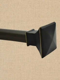 Empire Black/Gold Adjustable Curtain Rod With Quad Finial, 1 Inch