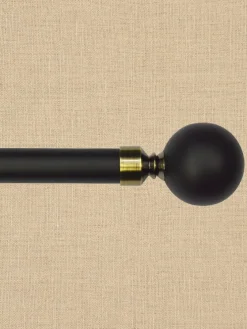 Empire Black/Gold Adjustable Curtain Rod With Ball Finial, 1 Inch