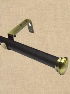 Empire Black/Gold Adjustable Curtain Rod With Flat Finial, 1 Inch