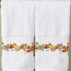 Falling Leaves Embroidered Hand Towel, Set of 2