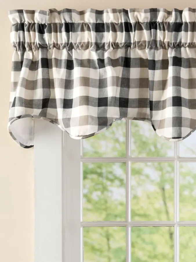 Farmhouse Check Lined Rod Pocket Scalloped Valance