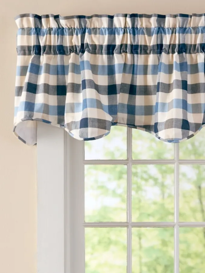 Farmhouse Check Lined Rod Pocket Scalloped Valance