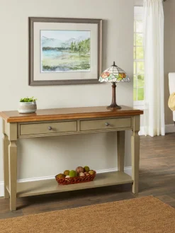 Farmhouse Turned Leg Wood Console Table