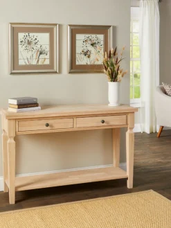 Farmhouse Turned Leg Wood Console Table