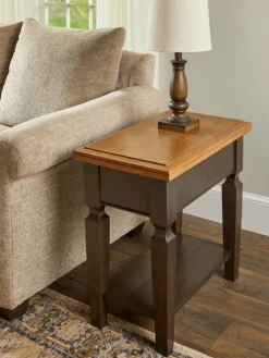 Farmhouse Turned Leg Wood Side Table