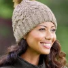Faux Fur Pom-Pom Cable Knit Hat