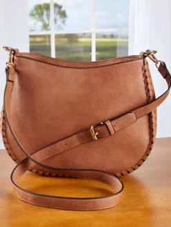 Faux Leather Crossbody Bag With Dual Straps