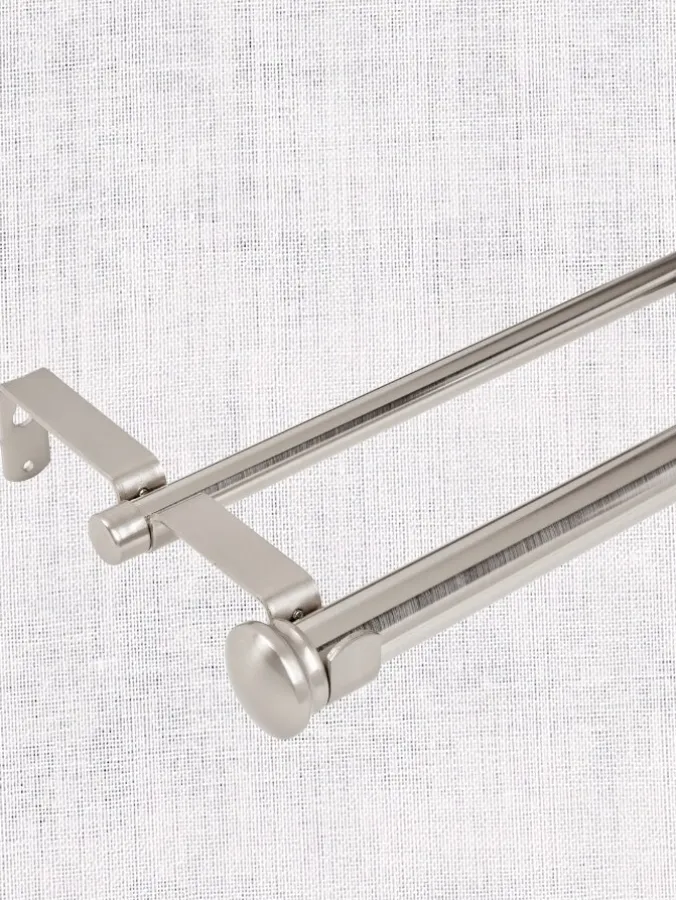 Flat Finial Double Curtain Rod, 1 Inch and 5/8 Inch