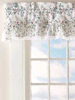Floral And Lace Rod Pocket Tailored Valance