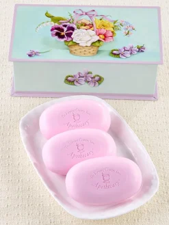 Floral Basket Tin With Rose Soap