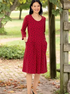 Floral Blossoms Print Pleated Knit Dress