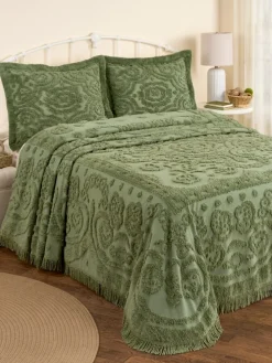 Floral Chenille Bedspread or Pillow Sham