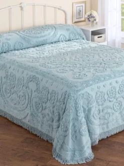 Floral Chenille Bedspread or Pillow Sham