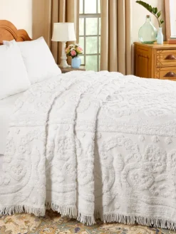 Floral Chenille Bedspread or Pillow Sham