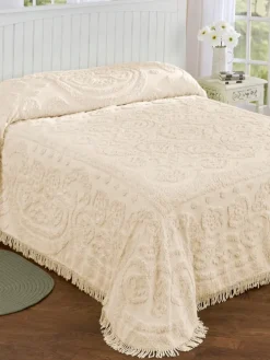 Floral Chenille Bedspread or Pillow Sham