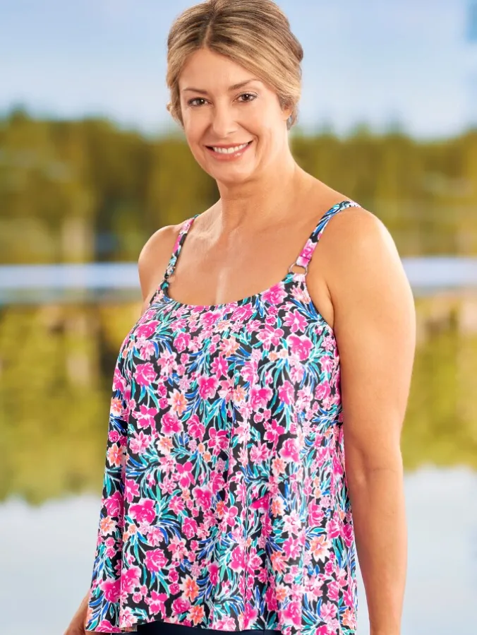 Floral Flounce Tankini Top