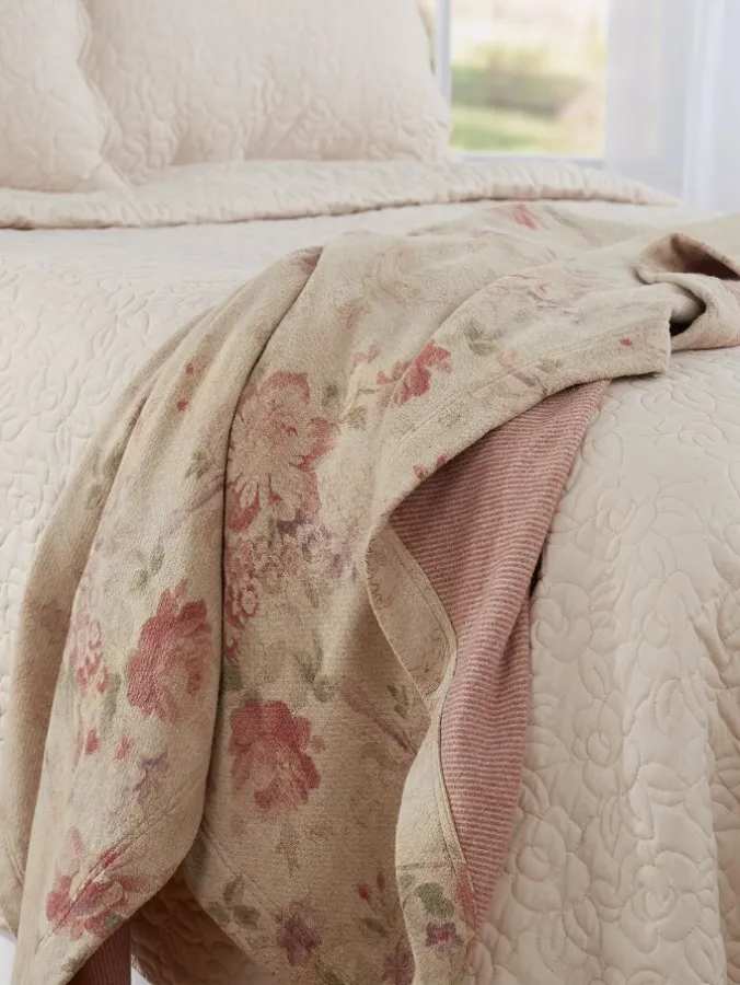 Floral Heathered Blanket or Throw