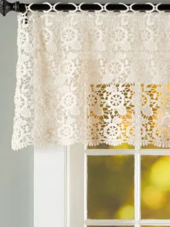Floral Medallions Macrame Wide Tailored Valance