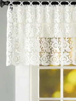 Floral Medallions Macrame Wide Tailored Valance