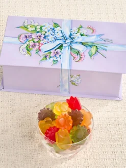 Floral Ribbon Candy Tin With Flower Gummies