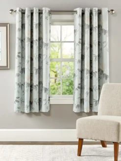 Floral Supreme Room Darkening Grommet Top Short Curtain Panel With Pull Wand