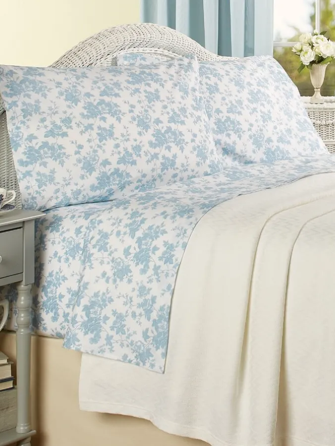 Floral Toile Portuguese Cotton Percale Sheet Set