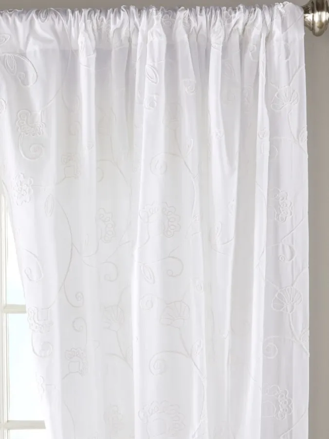 Floret Candlewick Rod Pocket Curtains