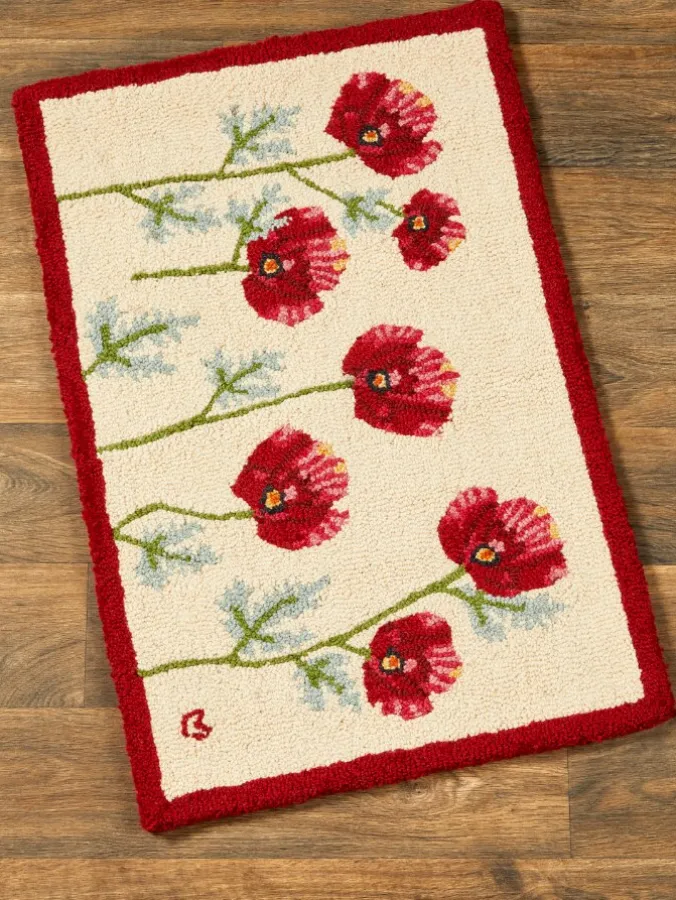 Flower Garden Hooked Wool Throw Rug