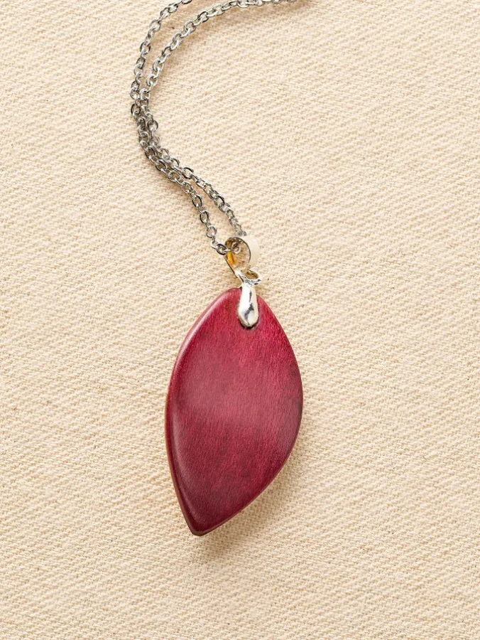 Forest Dreams Mini Leaf Wood Pendant Necklace