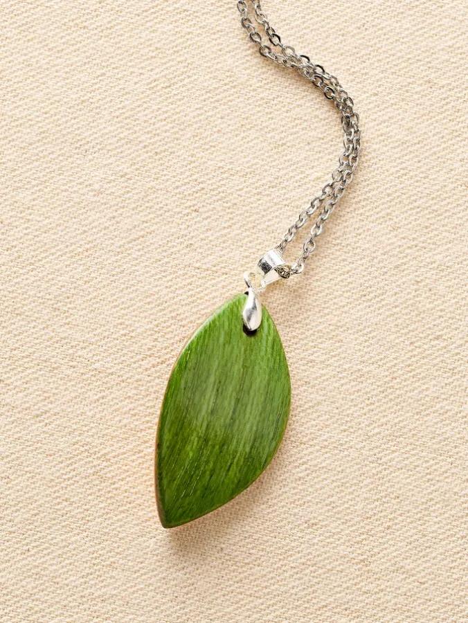 Forest Dreams Mini Leaf Wood Pendant Necklace