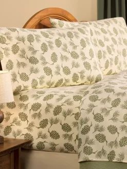 Forest Pinecone Portuguese Cotton Flannel Sheet Set