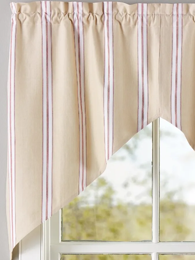French Ticking Rod Pocket Swag Pair