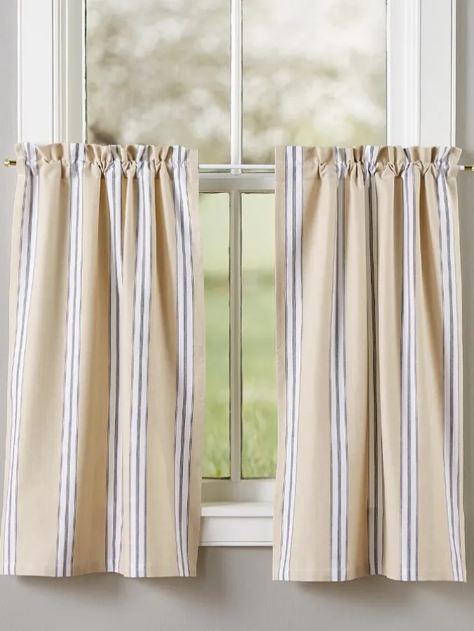 French Ticking Rod Pocket Tiers by Country Curtains®