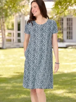 Fresh Florals Cotton Knit A-Line Midi Dress