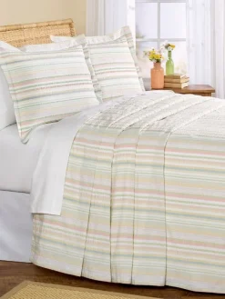 Fresh Stripe Seersucker Bedspread or Pillow Sham