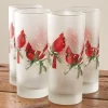 Frosted Red Cardinal Highball Glasses, Set of 4