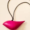 Fuchsia Wooden Bird Adjustable Corded Necklace
