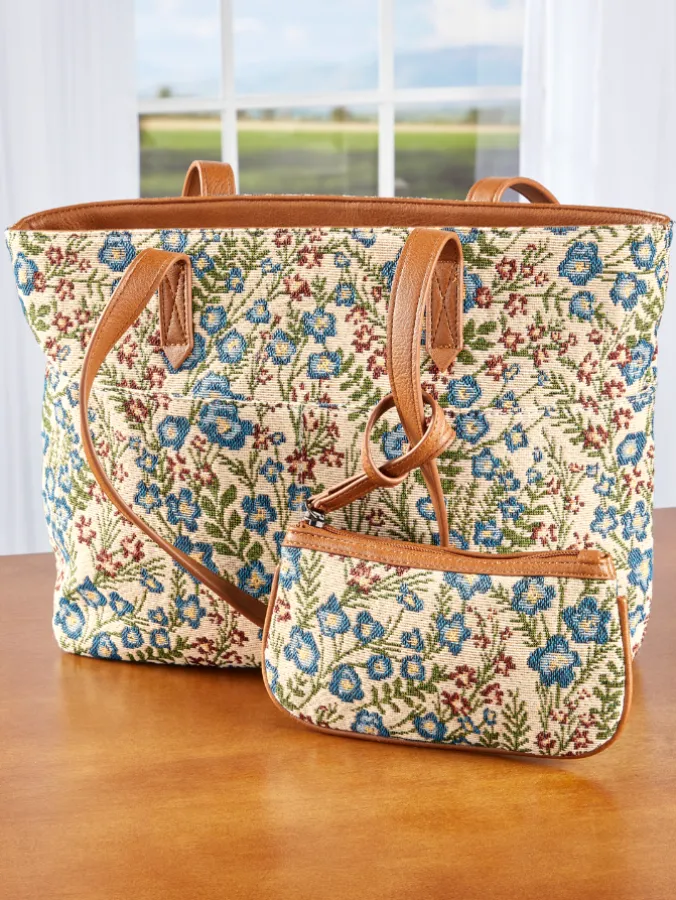 Garden Party Tote Bag and Wristlet