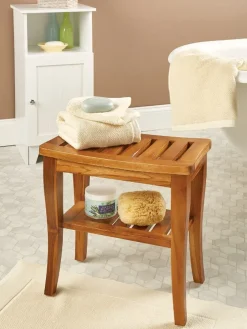 Genuine Teak Spa Bench With Shelf
